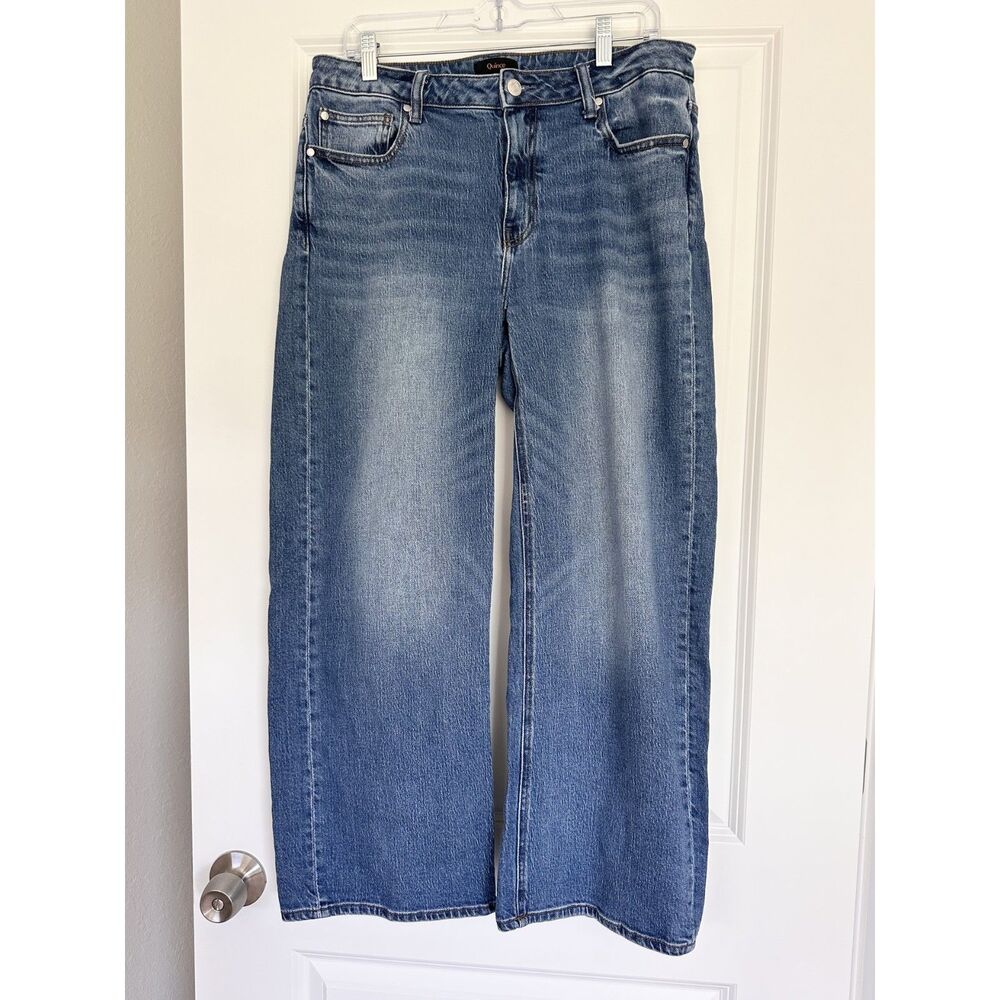 Quince Womens Size 31 Wide Leg Jeans High Rise Organic Cotton Tencel Blue Denim